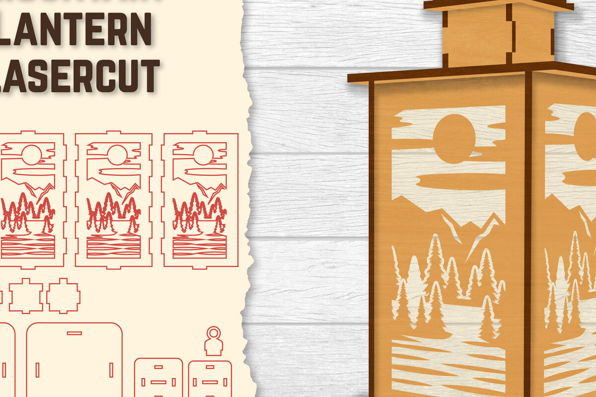 Intra απο ξύλο plywood 3mm-4mm πάχος – Sunset Mountain Lasercut Δίασταση  20x20 cm INTRAFABR-118689712