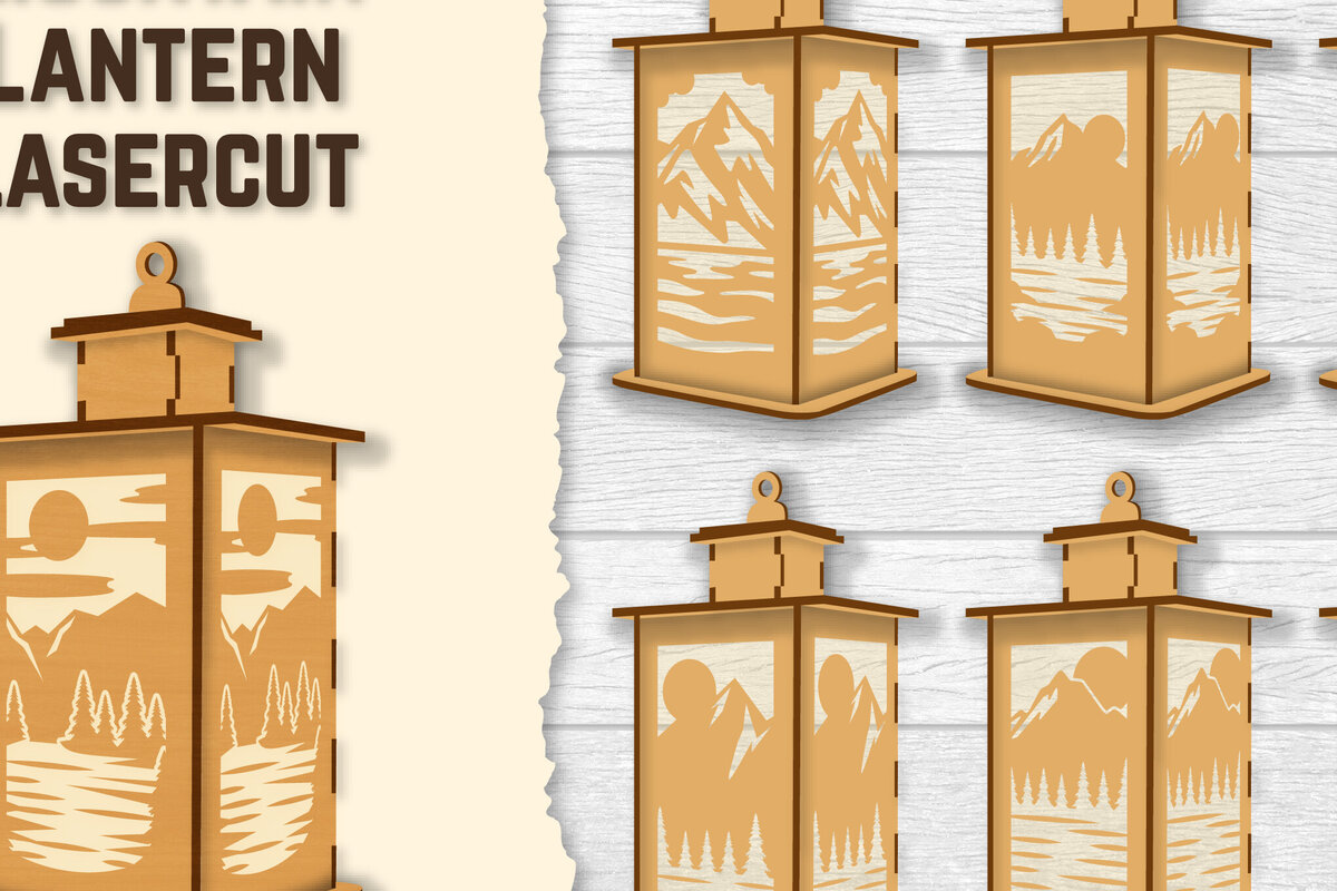 Intra απο ξύλο plywood 3mm-4mm πάχος – Φωτιστικό Sunset Mountain Lasercut BNDLES Δίασταση  20x20 cm INTRAFABR-118689767