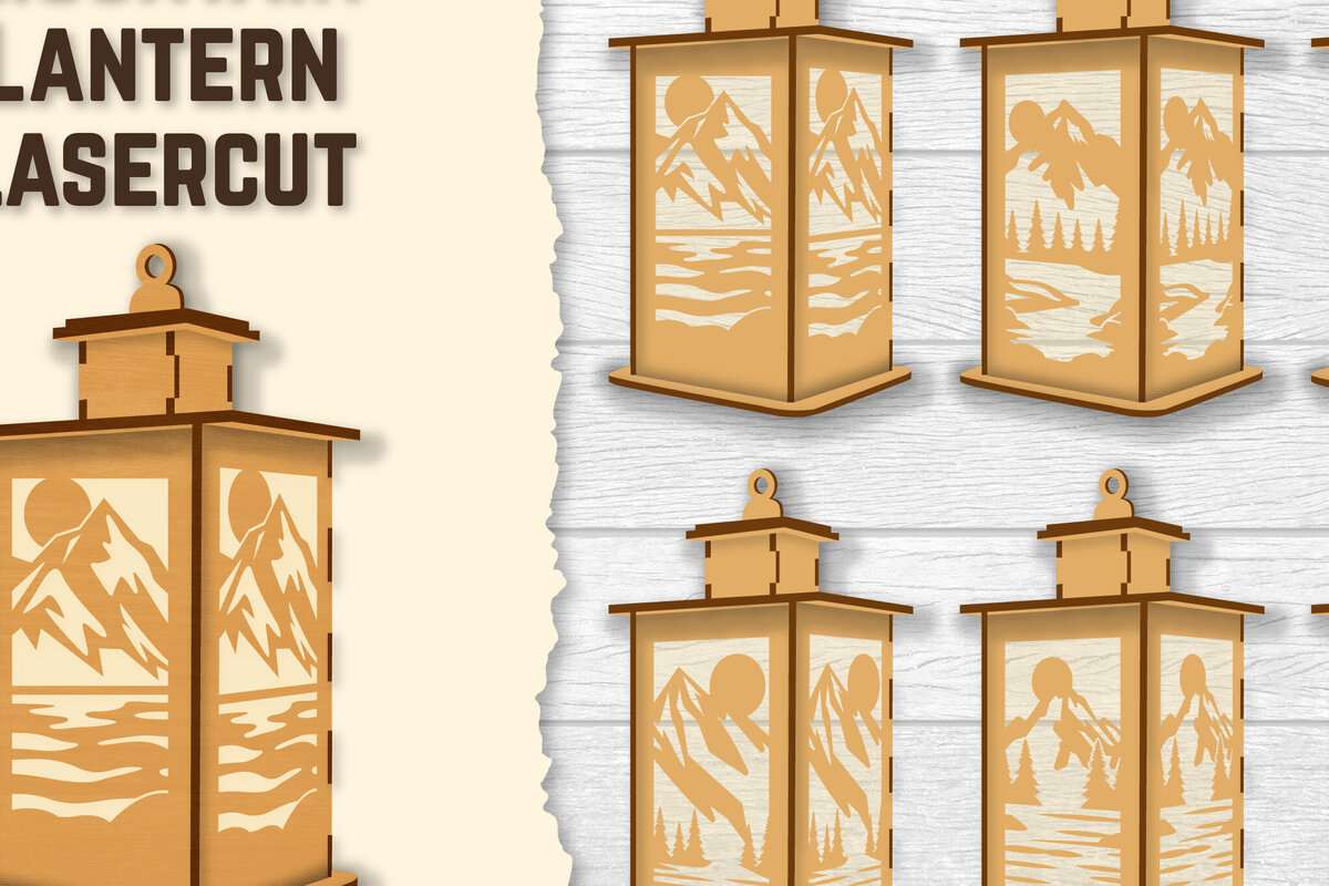 Intra απο ξύλο plywood 3mm-4mm πάχος – Φωτιστικό Sunset Mountain Lasercut BNDLES Δίασταση  20x20 cm INTRAFABR-118689758