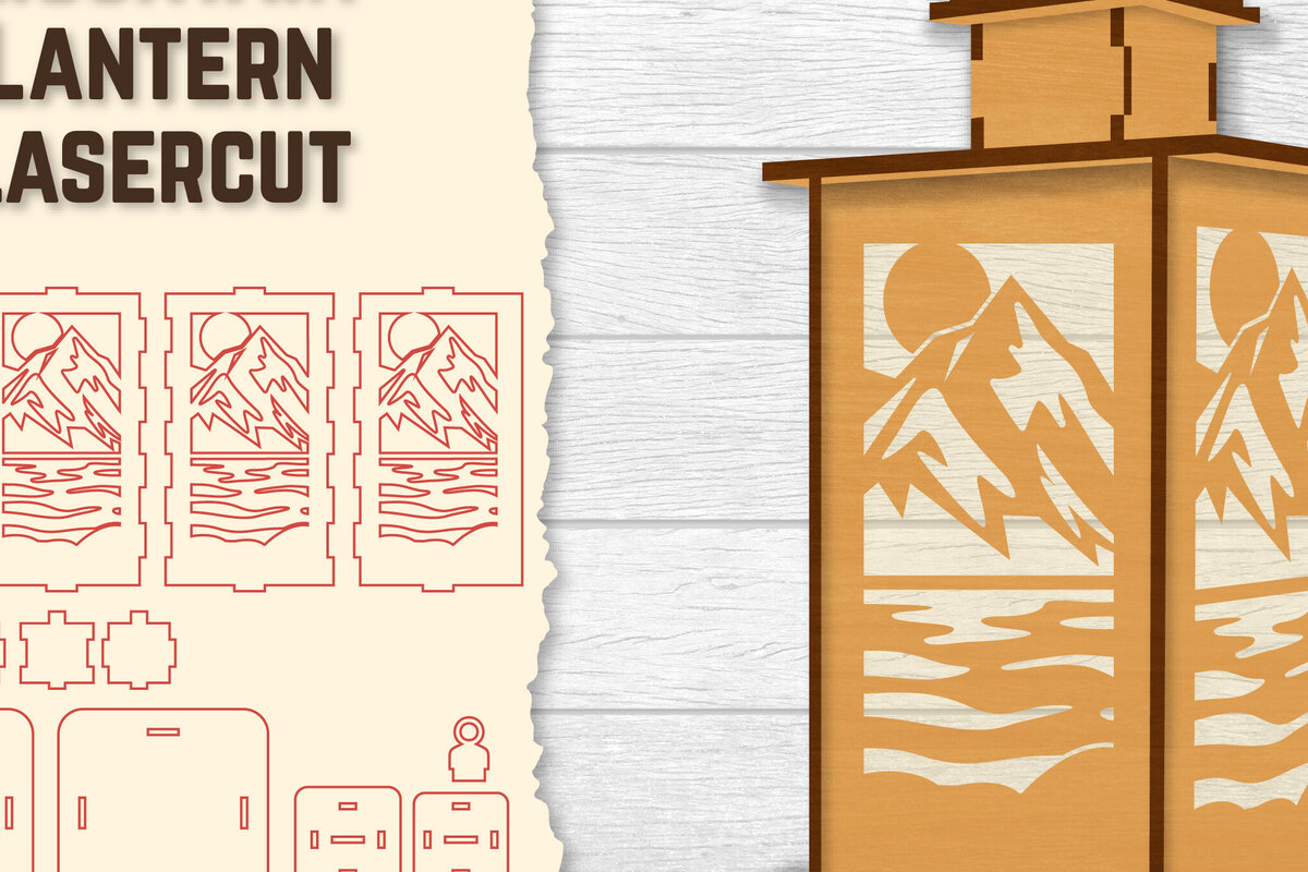 Intra απο ξύλο plywood 3mm-4mm πάχος – Sunset Mountain Lasercut Δίασταση  20x20 cm INTRAFABR-118689679