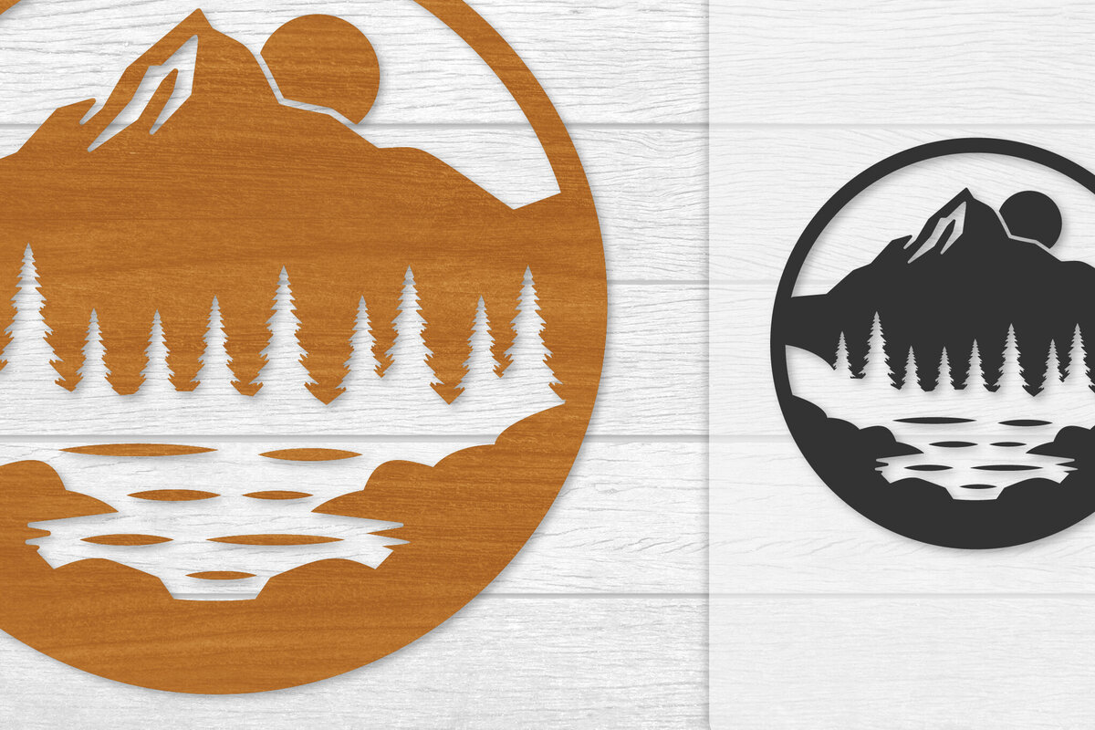 Intra απο ξύλο plywood 3mm-4mm πάχος – Διακόσμηση τοίχου Sunset Mountain Lasercut Δίασταση  40x30 cm INTRAFABR-114274837