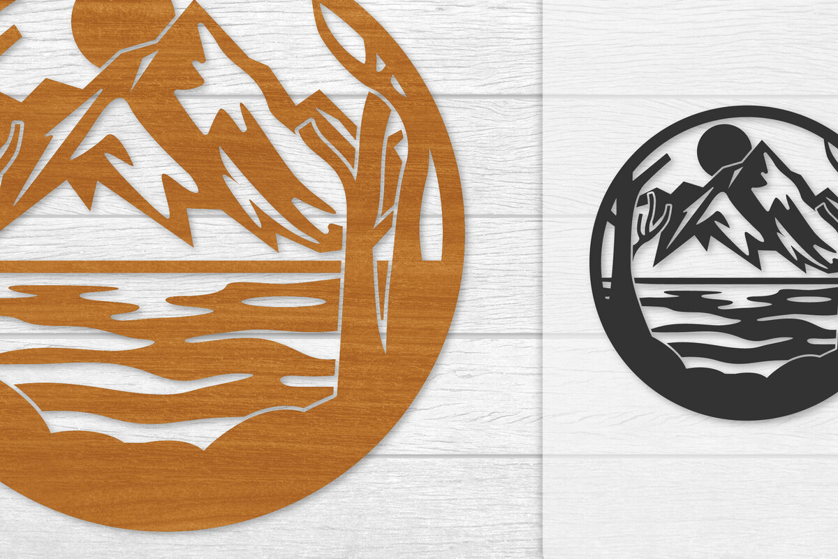 Intra απο ξύλο plywood 3mm-4mm πάχος – Διακόσμηση τοίχου Sunset Mountain Lasercut Δίασταση  40x30 cm INTRAFABR-114274631