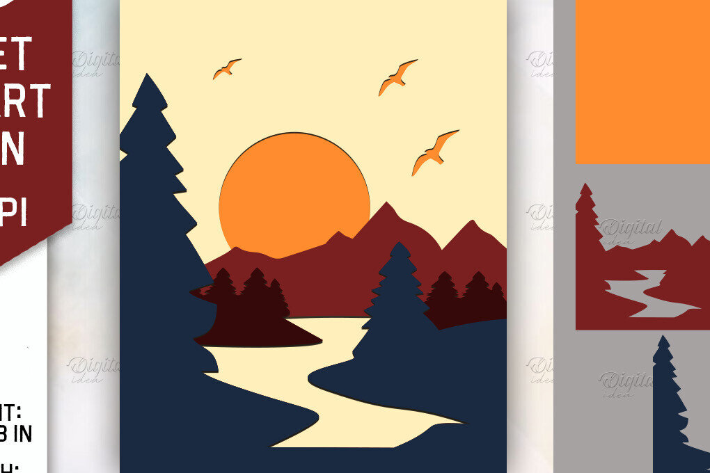 Intra απο ξύλο plywood 3mm-4mm πάχος – Κοπή χαρτιού τοίχου Sunset. Εκτυπώσεις Sunset Δίασταση  40x30 cm INTRAFABR-85773232