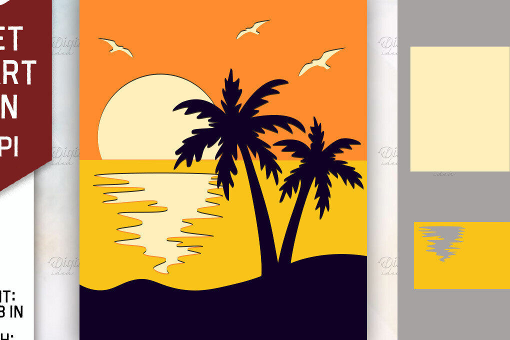 Intra απο ξύλο plywood 3mm-4mm πάχος – Κοπή χαρτιού τοίχου Sunset. Εκτυπώσεις Sunset Δίασταση  40x30 cm INTRAFABR-85773316