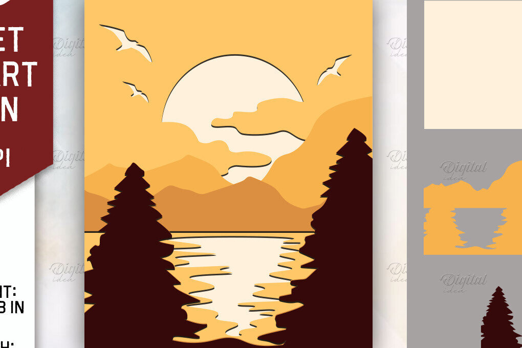 Intra απο ξύλο plywood 3mm-4mm πάχος – Κοπή χαρτιού τοίχου Sunset. Εκτυπώσεις Sunset Δίασταση  40x30 cm INTRAFABR-85773067