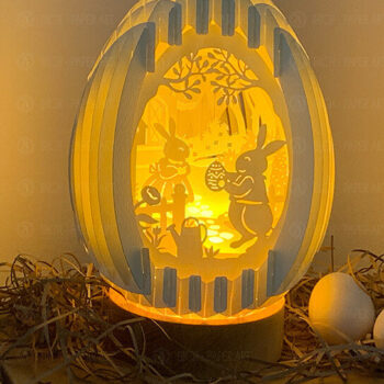 Intra απο ξύλο plywood 3mm-4mm πάχος – Σούπερ χαριτωμένο Πασχαλινό λαγουδάκι Ζευγάρι Δίασταση  20x20 cm INTRAFABR-27185923 - Image 1