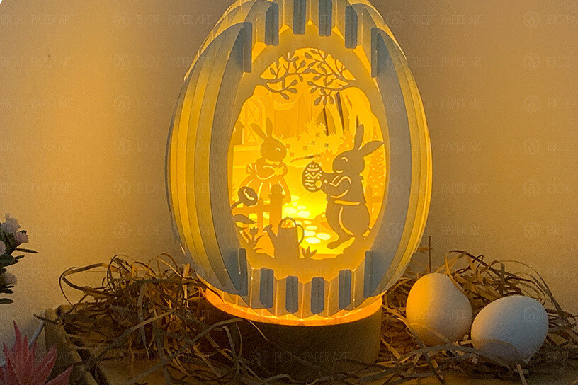 Intra απο ξύλο plywood 3mm-4mm πάχος – Σούπερ χαριτωμένο Πασχαλινό λαγουδάκι Ζευγάρι Δίασταση  20x20 cm INTRAFABR-27185923