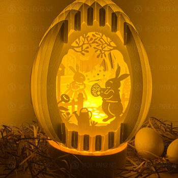 Intra απο ξύλο plywood 3mm-4mm πάχος – Σούπερ χαριτωμένο Πασχαλινό λαγουδάκι Ζευγάρι Δίασταση  20x20 cm INTRAFABR-27185923 - Image 3