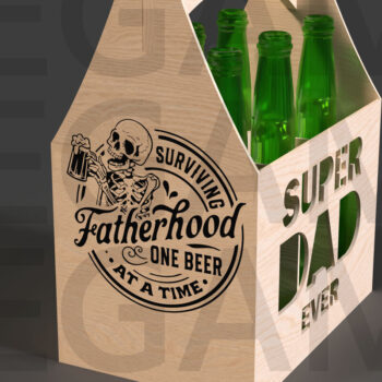 Intra απο ξύλο plywood 3mm-4mm πάχος – Super Dad Ever Beer Carrier Cut Laser Δίασταση  20x20 cm INTRAFABR-122114054 - Image 2