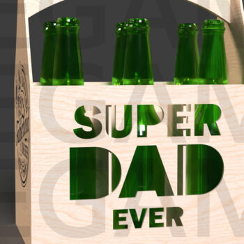 Intra απο ξύλο plywood 3mm-4mm πάχος – Super Dad Ever Beer Carrier Cut Laser Δίασταση  20x20 cm INTRAFABR-122114054 - Image 3