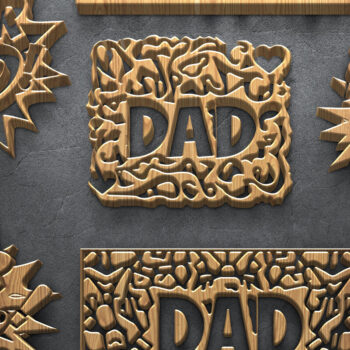 Intra απο ξύλο plywood 3mm-4mm πάχος – Πακέτο σημάτων κοπής Super Dad Δίασταση  20x20 cm INTRAFABR-124376993 - Image 1