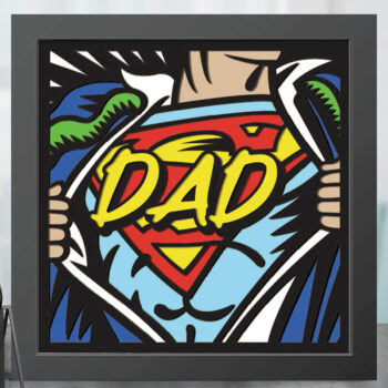 Intra απο ξύλο plywood 3mm-4mm πάχος – Πρότυπο Super Dad Shadow Box Δίασταση  20x20 cm INTRAFABR-69841722 - Image 1