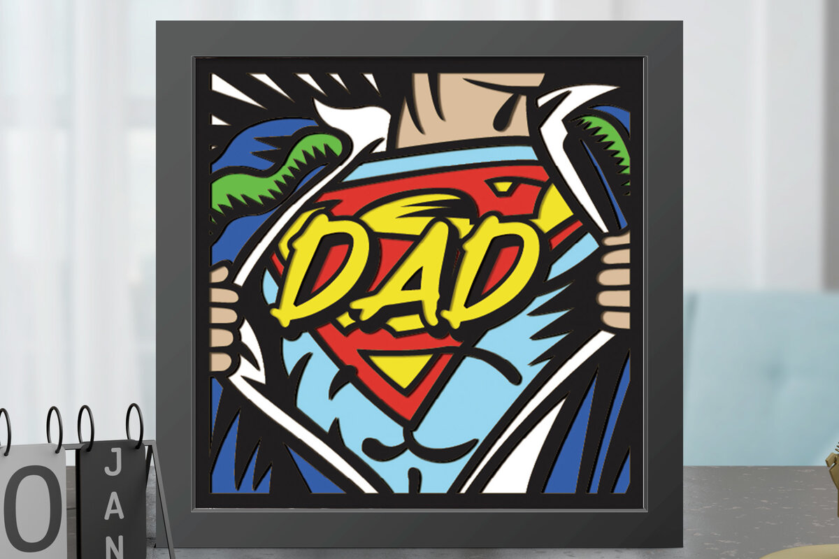 Intra απο ξύλο plywood 3mm-4mm πάχος – Πρότυπο Super Dad Shadow Box Δίασταση  20x20 cm INTRAFABR-69841722