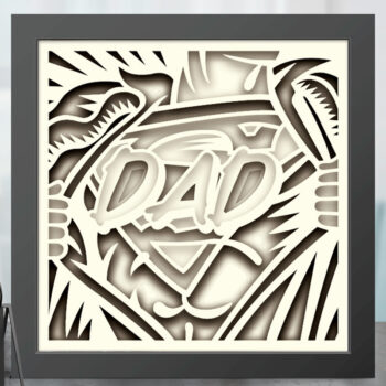 Intra απο ξύλο plywood 3mm-4mm πάχος – Πρότυπο Super Dad Shadow Box Δίασταση  20x20 cm INTRAFABR-69841722 - Image 2