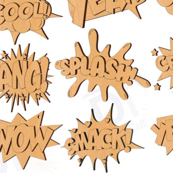 Intra απο ξύλο plywood 3mm-4mm πάχος – Σημάδια κόμικ Super Hero Δίασταση  20x20 cm INTRAFABR-109867050 - Image 4