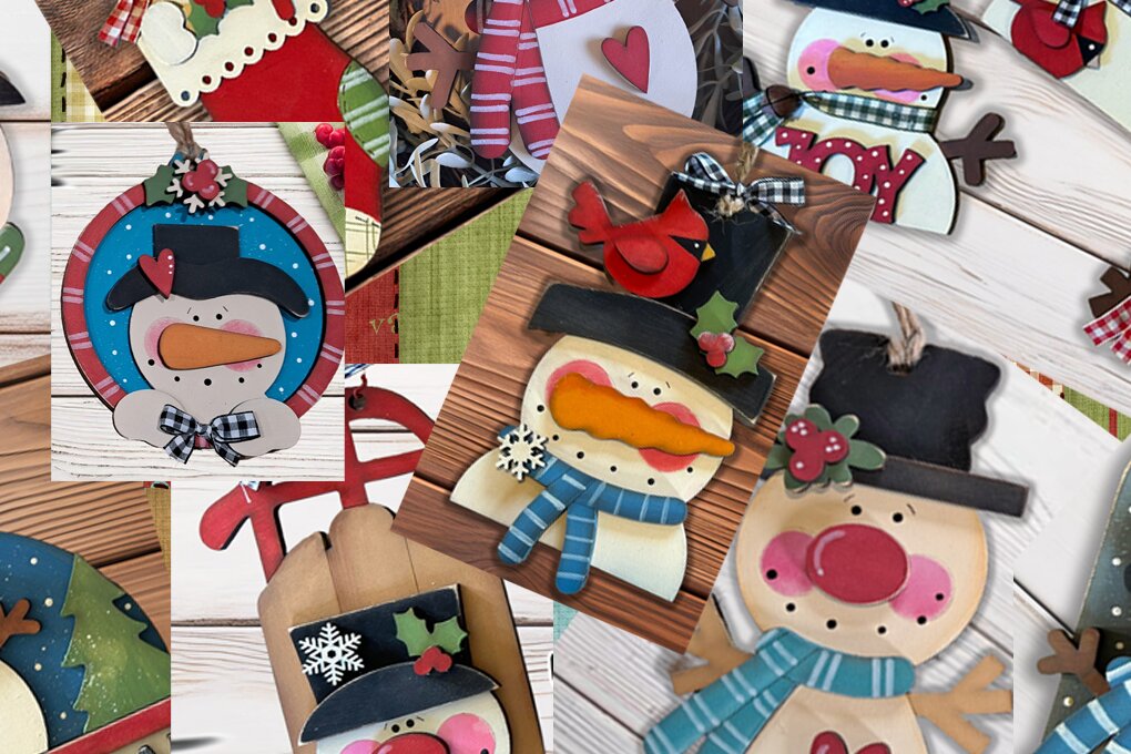 Intra απο ξύλο plywood 3mm-4mm πάχος – Πακέτο Laser Super Snowman Orna Δίασταση  20x20 cm INTRAFABR-110235264