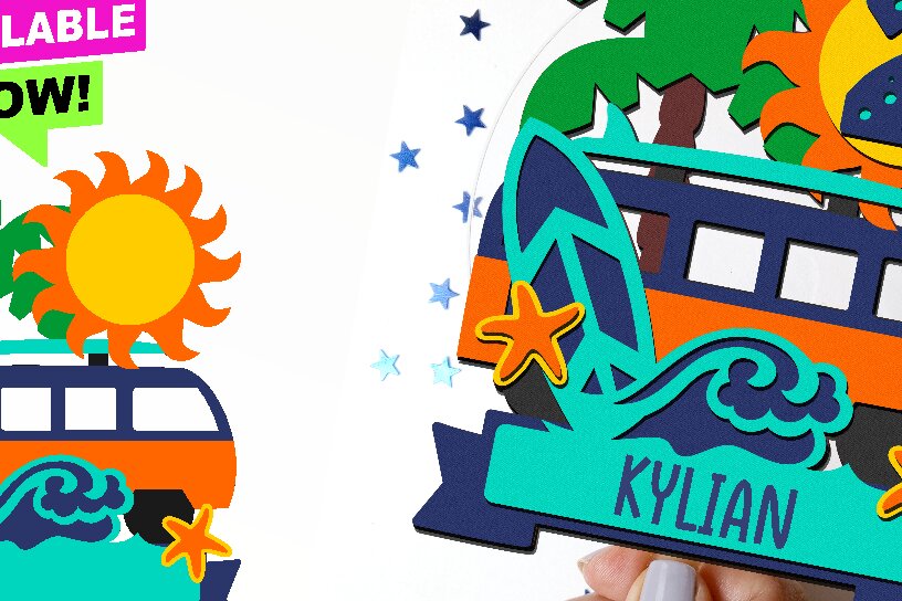 Intra απο ξύλο plywood 3mm-4mm πάχος – Surf Cake Topper 3D Δίασταση  20x20 cm INTRAFABR-101621757