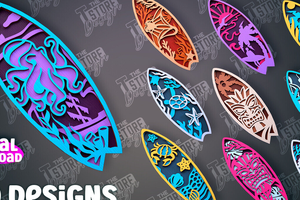 Intra απο ξύλο plywood 3mm-4mm πάχος – Πακέτο σχεδίασης Surf | Καλοκαίρι Δίασταση  20x20 cm INTRAFABR-100126512