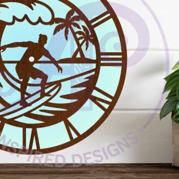 Intra απο ξύλο plywood 3mm-4mm πάχος – Ρολόι Surfer Ρολόι τοίχου Αρχεία κοπής με λέιζερ Δίασταση 40x30 cm INTRAFABR-122837336 - Image 2