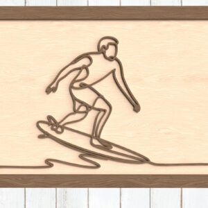 Intra απο ξύλο plywood 3mm-4mm πάχος – Surfer One Line Art Δίασταση  20x20 cm INTRAFABR-123096497