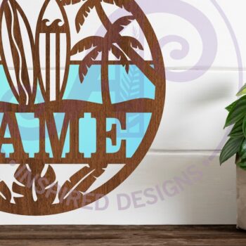 Intra απο ξύλο plywood 3mm-4mm πάχος – Σήμα ονόματος παραλίας Surfers Δίασταση  20x20 cm INTRAFABR-93809937 - Image 1