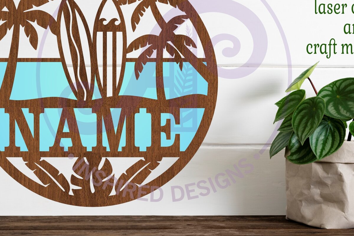 Intra απο ξύλο plywood 3mm-4mm πάχος – Σήμα ονόματος παραλίας Surfers Δίασταση  20x20 cm INTRAFABR-93809937