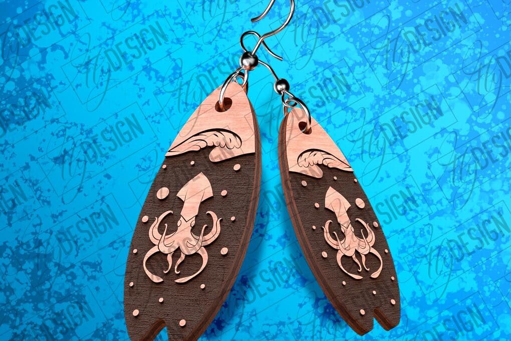 Intra απο ξύλο plywood 3mm-4mm πάχος – Σκουλαρίκια Surfing Δίασταση  5x5 cm INTRAFABR-78562793