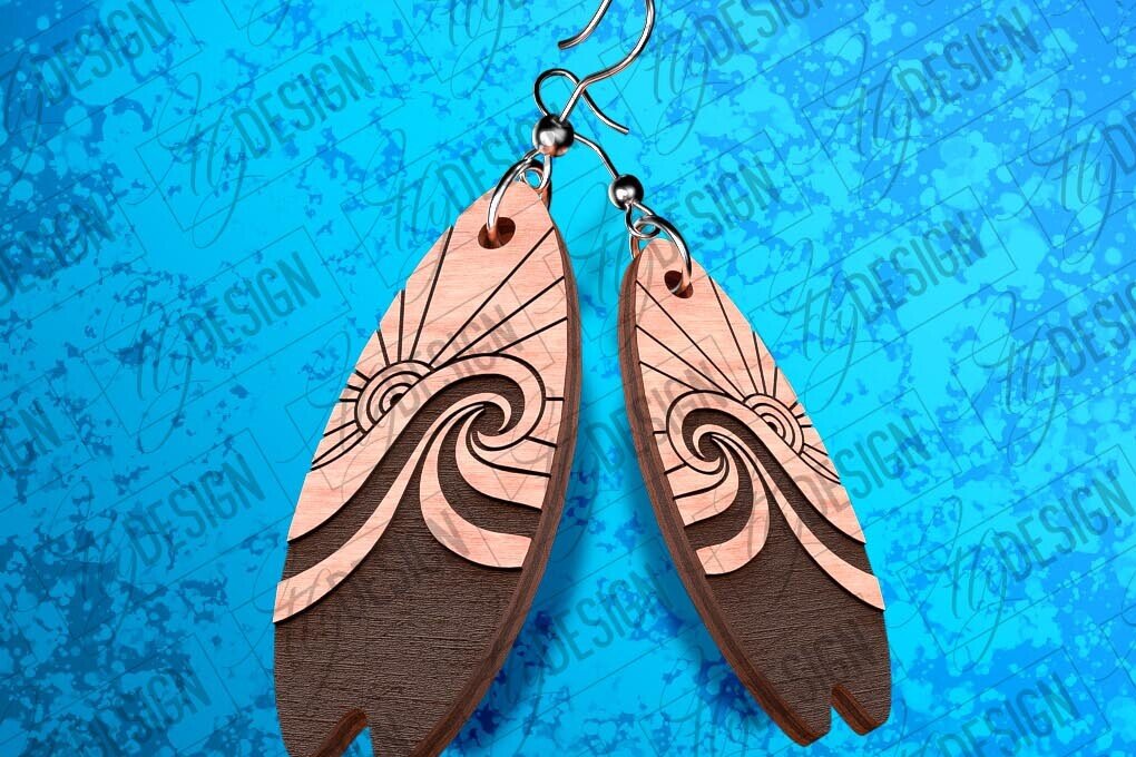 Intra απο ξύλο plywood 3mm-4mm πάχος – Σκουλαρίκια Surfing Δίασταση  5x5 cm INTRAFABR-78562853