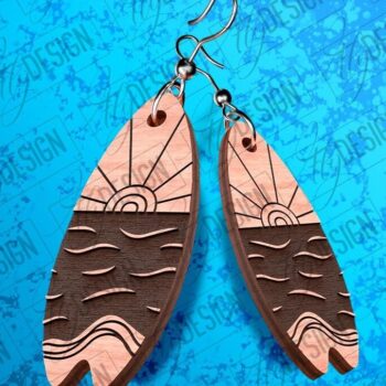 Intra απο ξύλο plywood 3mm-4mm πάχος – Σκουλαρίκια Surfing Δίασταση  5x5 cm INTRAFABR-78562896 - Image 1