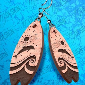 Intra απο ξύλο plywood 3mm-4mm πάχος – Σκουλαρίκια Surfing Δίασταση  5x5 cm INTRAFABR-78562926 - Image 1