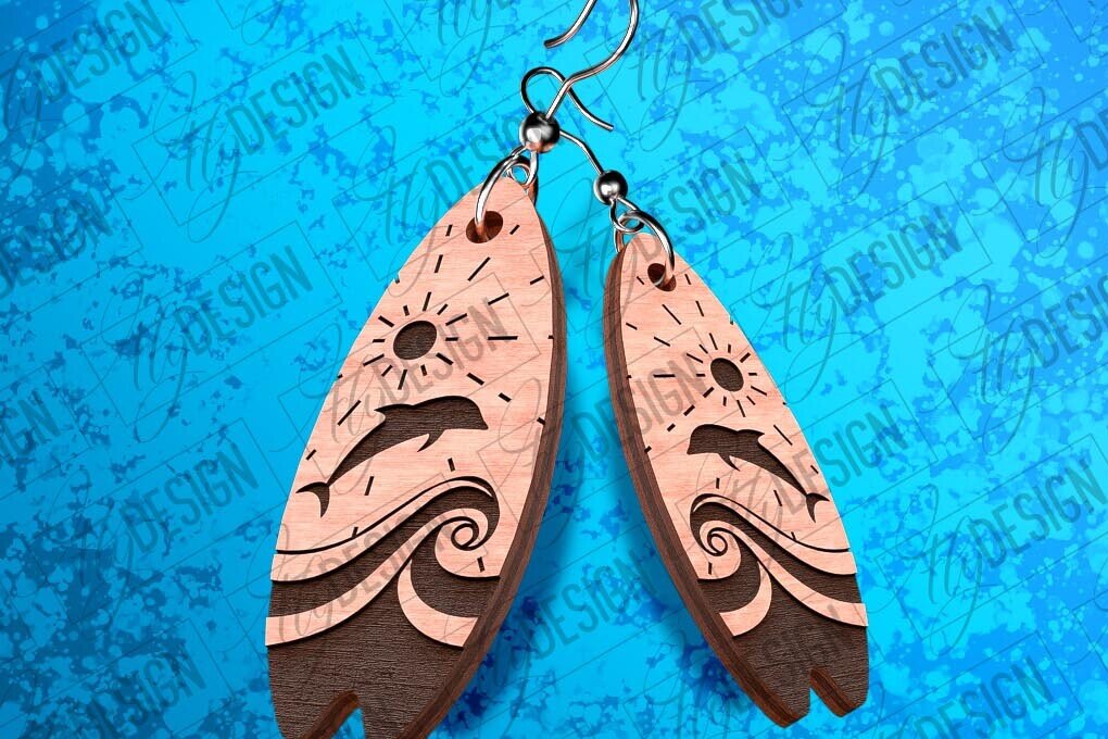 Intra απο ξύλο plywood 3mm-4mm πάχος – Σκουλαρίκια Surfing Δίασταση  5x5 cm INTRAFABR-78562926