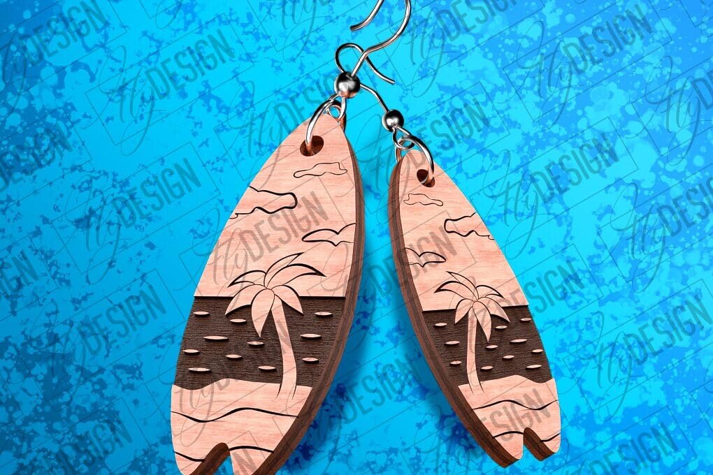 Intra απο ξύλο plywood 3mm-4mm πάχος – Σκουλαρίκια Surfing Δίασταση  5x5 cm INTRAFABR-78562952