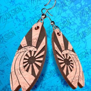 Intra απο ξύλο plywood 3mm-4mm πάχος – Σκουλαρίκια Surfing Δίασταση  5x5 cm INTRAFABR-78563007