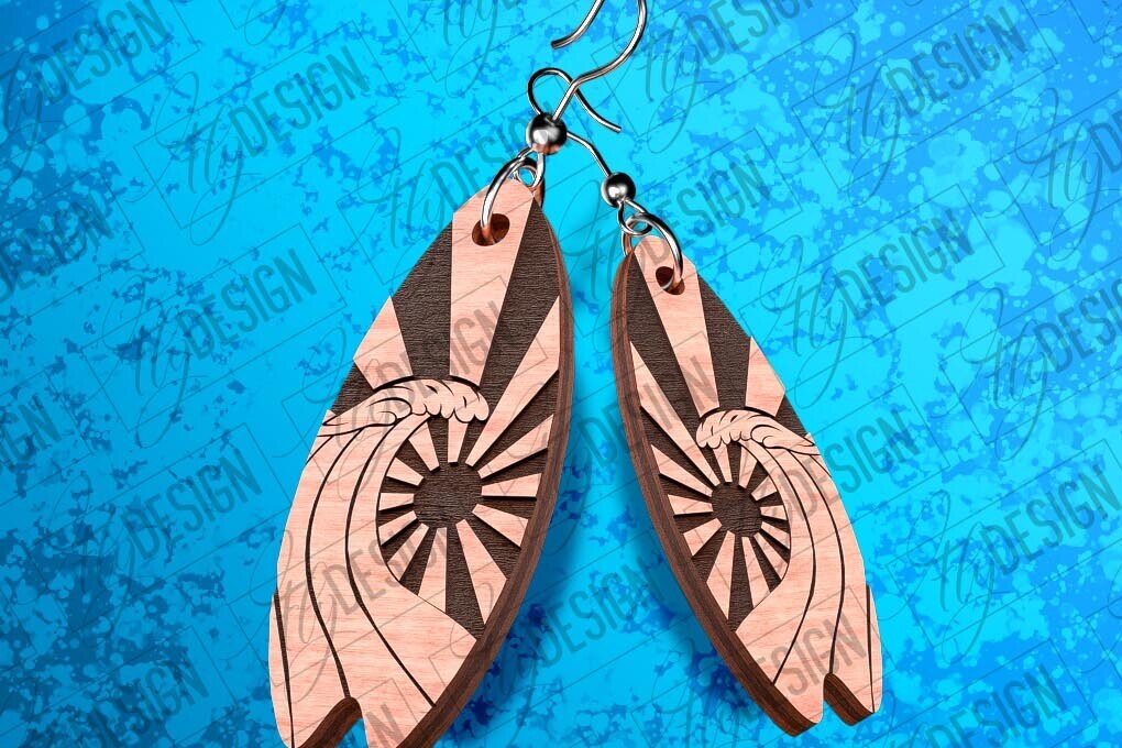 Intra απο ξύλο plywood 3mm-4mm πάχος – Σκουλαρίκια Surfing Δίασταση  5x5 cm INTRAFABR-78563007