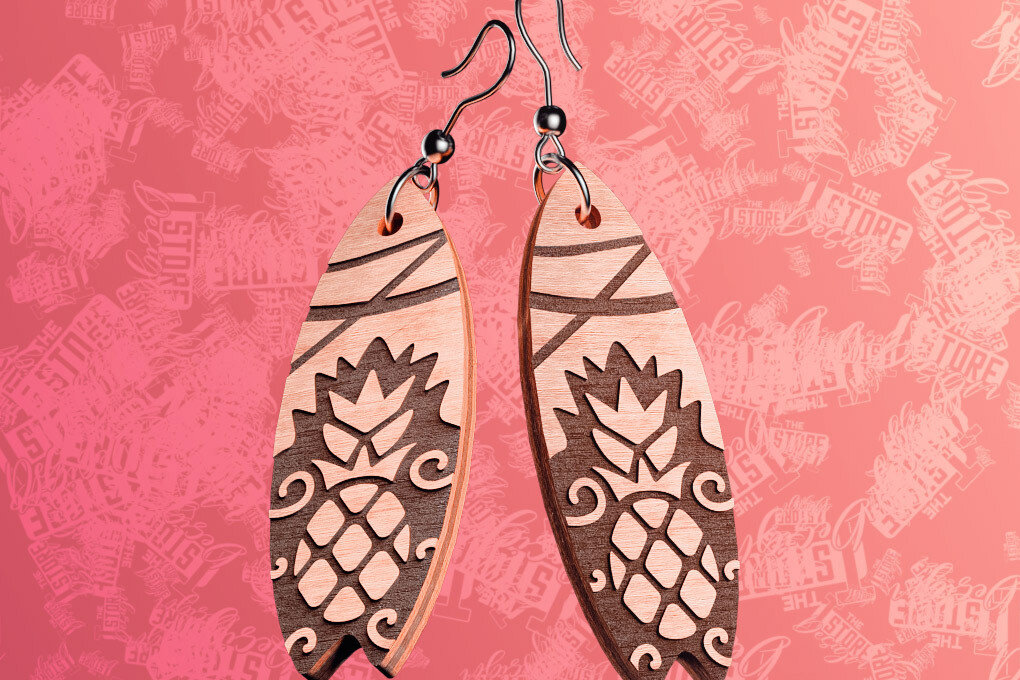 Intra απο ξύλο plywood 3mm-4mm πάχος – Σκουλαρίκια Surfing Δίασταση  5x5 cm INTRAFABR-76365962