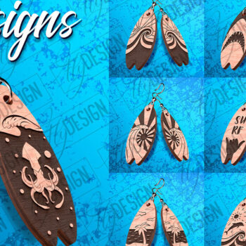 Intra απο ξύλο plywood 3mm-4mm πάχος – Σκουλαρίκια Surfing Δίασταση  5x5 cm INTRAFABR-78563063 - Image 1