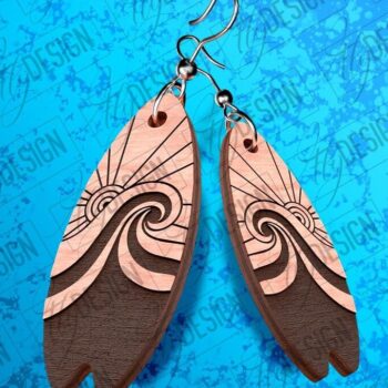 Intra απο ξύλο plywood 3mm-4mm πάχος – Σκουλαρίκια Surfing Δίασταση  5x5 cm INTRAFABR-78563063 - Image 4