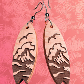 Intra απο ξύλο plywood 3mm-4mm πάχος – Σκουλαρίκια Surfing Δίασταση  5x5 cm INTRAFABR-76366051 - Image 1