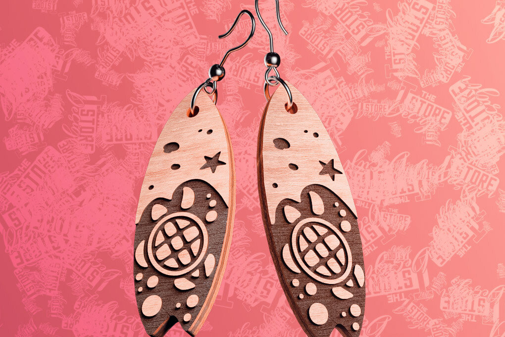 Intra απο ξύλο plywood 3mm-4mm πάχος – Σκουλαρίκια Surfing Δίασταση  5x5 cm INTRAFABR-76366104