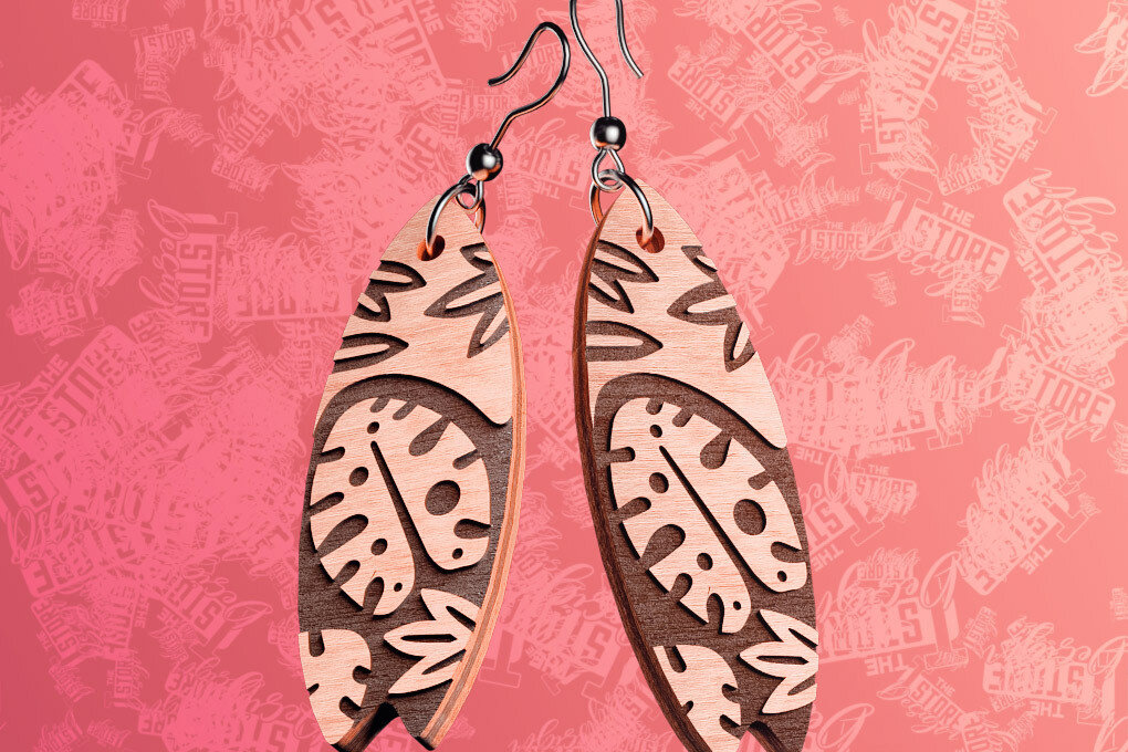 Intra απο ξύλο plywood 3mm-4mm πάχος – Σκουλαρίκια Surfing Δίασταση  5x5 cm INTRAFABR-76366139