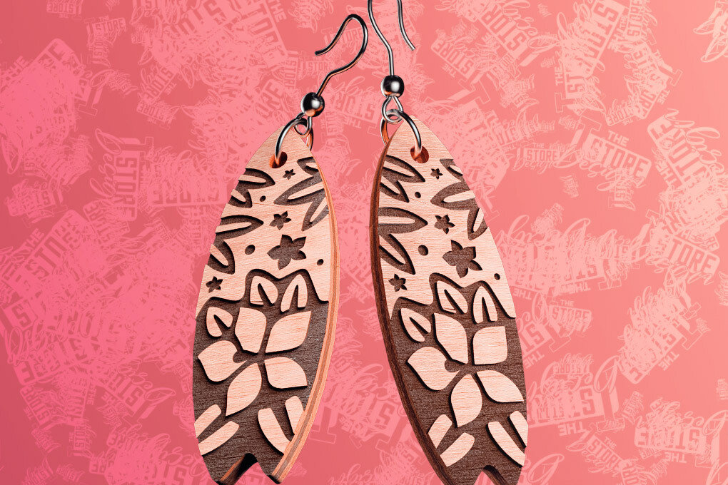 Intra απο ξύλο plywood 3mm-4mm πάχος – Σκουλαρίκια Surfing Δίασταση  5x5 cm INTRAFABR-76366177