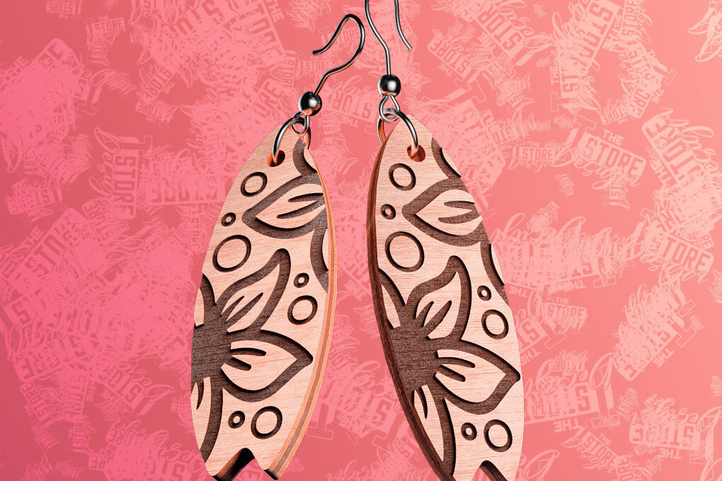 Intra απο ξύλο plywood 3mm-4mm πάχος – Σκουλαρίκια Surfing Δίασταση  5x5 cm INTRAFABR-76366219