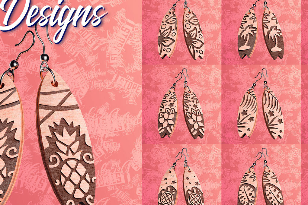 Intra απο ξύλο plywood 3mm-4mm πάχος – Σκουλαρίκια Surfing Δίασταση  5x5 cm INTRAFABR-76365906