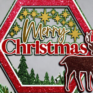 Intra απο ξύλο plywood 3mm-4mm πάχος – SVG Cake Topper Καλά Χριστούγεννα Τάρανδοι Δίασταση  20x20 cm INTRAFABR-112668337