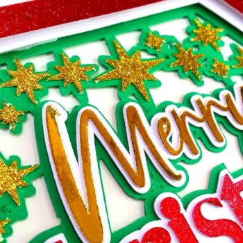 Intra απο ξύλο plywood 3mm-4mm πάχος – SVG Cake Topper Καλά Χριστούγεννα Τάρανδοι Δίασταση  20x20 cm INTRAFABR-112668337 - Image 4