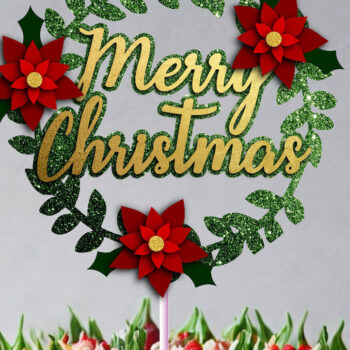 Intra απο ξύλο plywood 3mm-4mm πάχος – SVG Χριστουγεννιάτικο Cake Topper, Τούρτα διακοπών Δίασταση 20x20 cm INTRAFABR-110952361 - Image 1