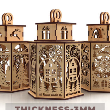 Intra απο ξύλο plywood 3mm-4mm πάχος – Πακέτο κοπής με λέιζερ Χριστουγεννιάτικου φαναριού Δίασταση 20x20 cm INTRAFABR-83637790 - Image 1