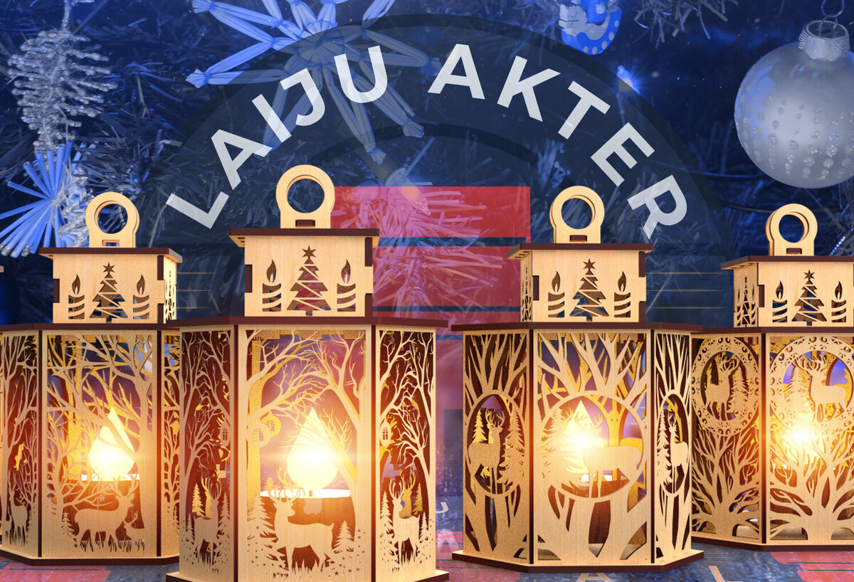 Intra απο ξύλο plywood 3mm-4mm πάχος – Πακέτο κοπής με λέιζερ Χριστουγεννιάτικου φαναριού02 Δίασταση  20x20 cm INTRAFABR-84703493