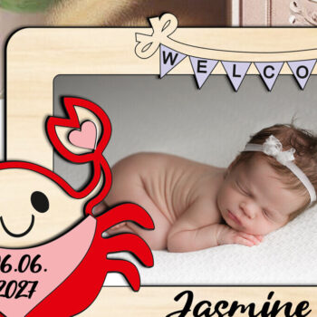 Intra απο ξύλο plywood 3mm-4mm πάχος – Δώρο κορνίζας για μωρό Crab Laser Δίασταση  20x20 cm INTRAFABR-123794893 - Image 3