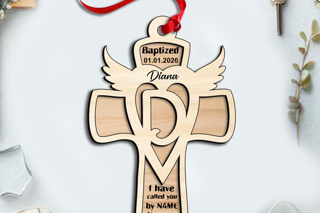 Intra απο ξύλο plywood 3mm-4mm πάχος – SVG Cross Gift Letter D Στολίδι με λέιζερ Δίασταση  20x20 cm INTRAFABR-116588670